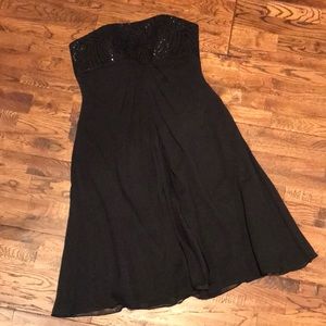 DAVIDS BRIDAL black with sequin tea length dress